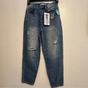 YMI Women's Ballon Fit Distressed Blue Jeans 3/26 Dream Authentic Denim New